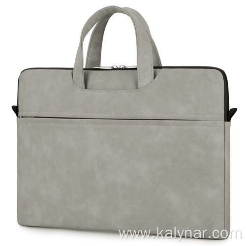 Customized Logo Frosted PU Leather Laptop Briefcase